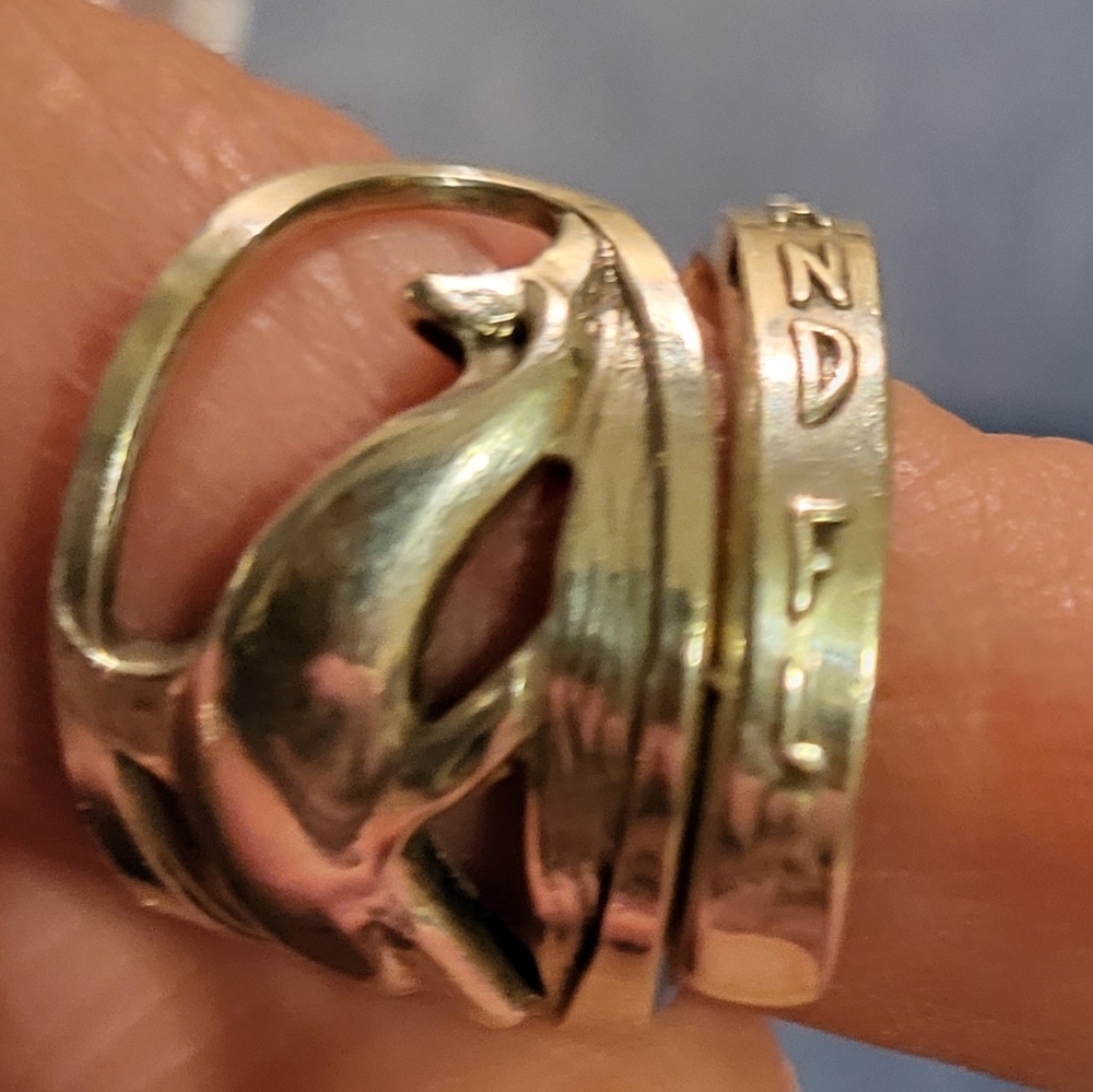 Sterling silver dolphin spoon ring